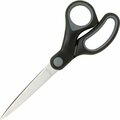 Sparco Straight Scissors, Rubber Handles, 8in Straight, Black SPR25226
